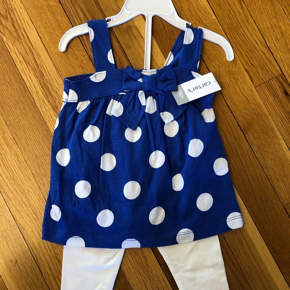 Carter's Other - NWT. Carter’s outfit. Blue polka dot tank with white capri leggings
